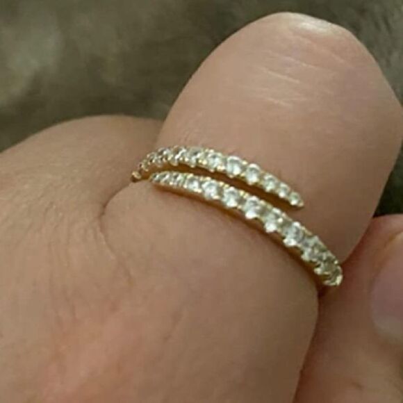 Zirconia Open Twist Wrap Ring 925 Stamped Gold Rose Gold or Sterling Silver - Picture 9 of 14